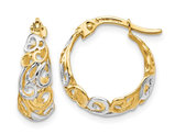 14K Yellow and White Gold Polished Hoop Earrings